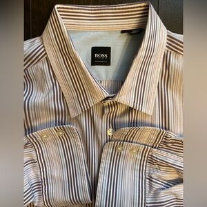 Hugo Boss - Cotton blend striped dress shirt Size XL